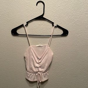 Baby pink front tie tank top